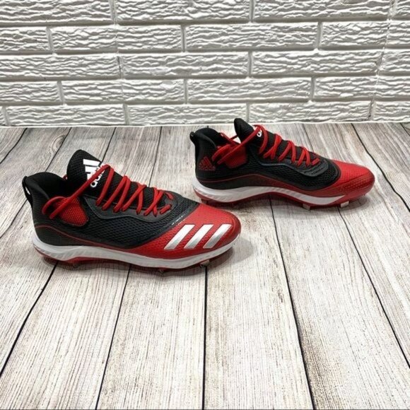 Adidas Red Black White Icon Bounce Baseball Cleats Size 16 - Picture 3 of 7